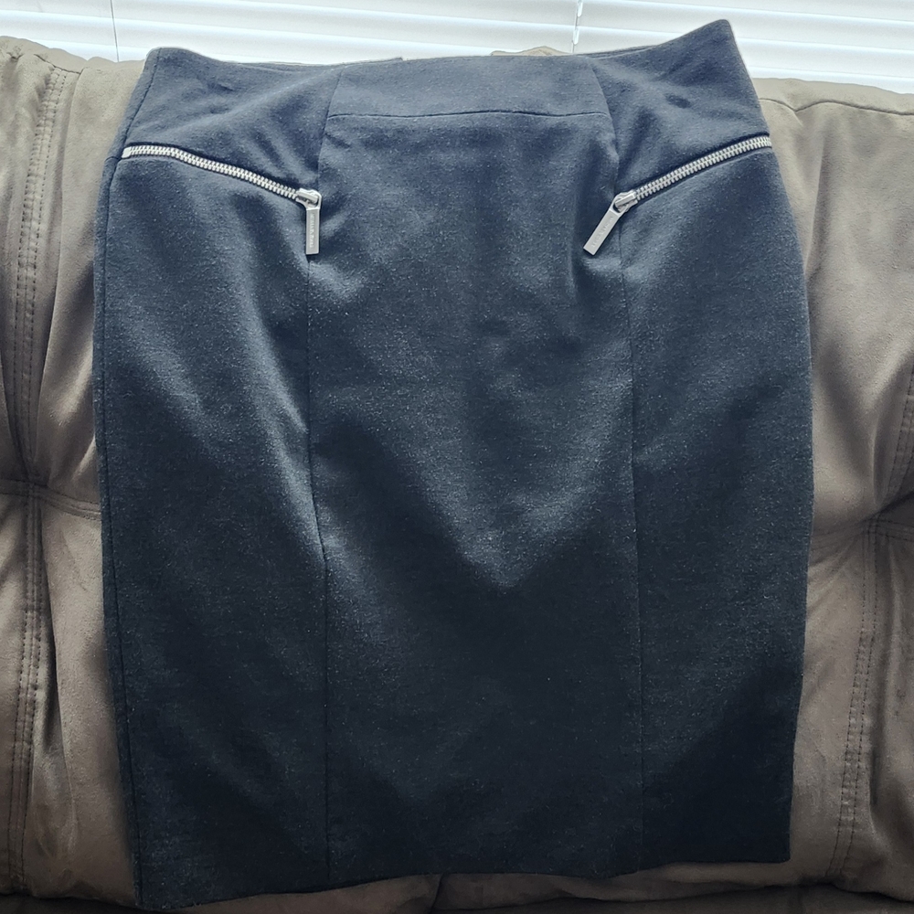 Michael Kors gray Pencil Skirt with Silver Zip Details